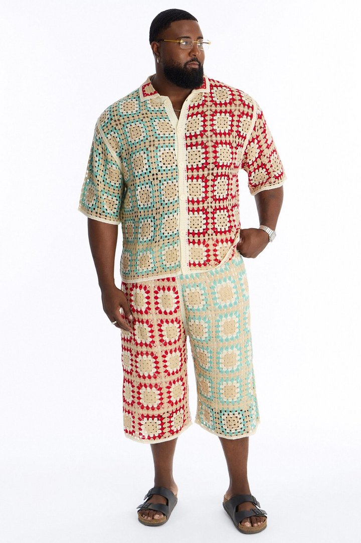 La Playa Crochet Cross Stitch Short - Multi Color
