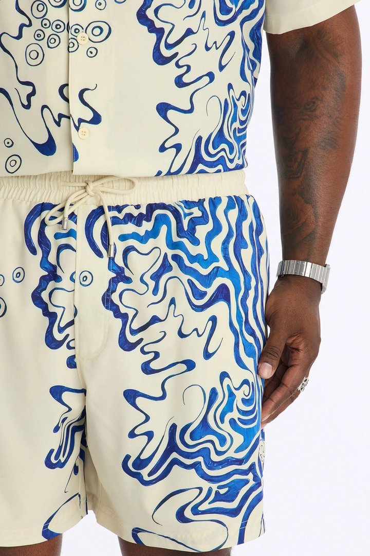 Abstract Mykonos Swim Trunk 7″ - Blue/combo
