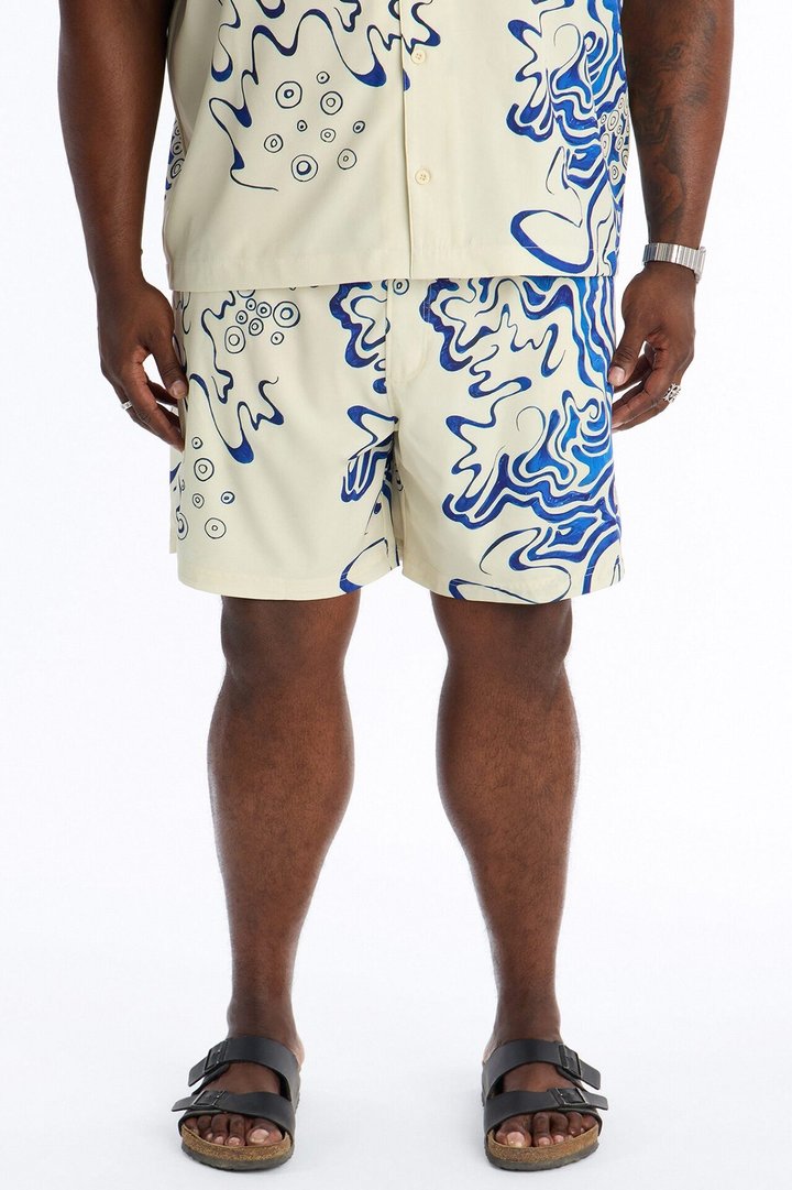 Abstract Mykonos Swim Trunk 7″ - Blue/combo