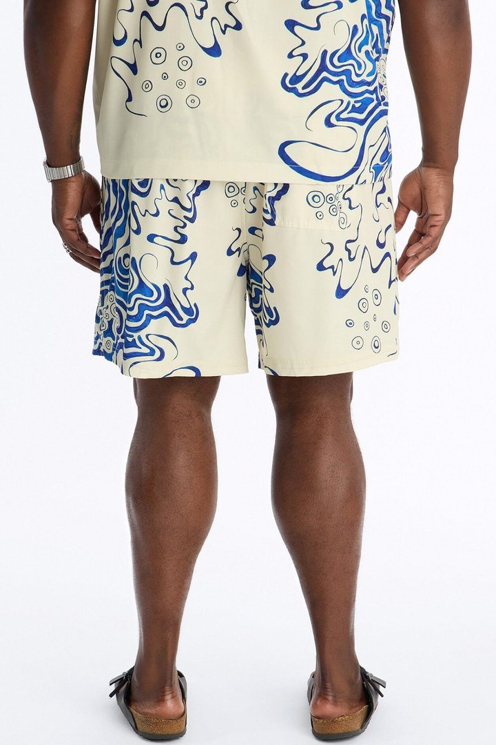 Abstract Mykonos Swim Trunk 7″ - Blue/combo
