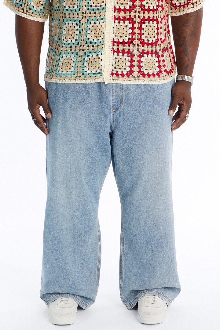The All Day Flex Waist Baggy Jean - Medium Blue Wash