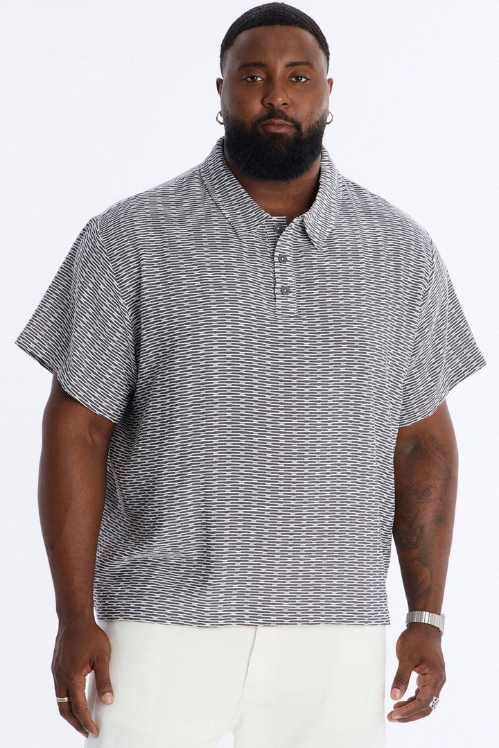 Chenille Terrace Textured Polo - Grey