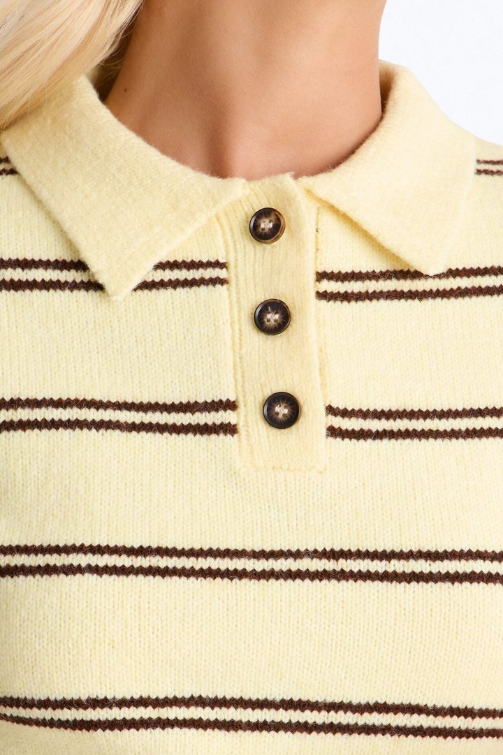 Cassidy Striped Polo Sweater - Yellow/combo