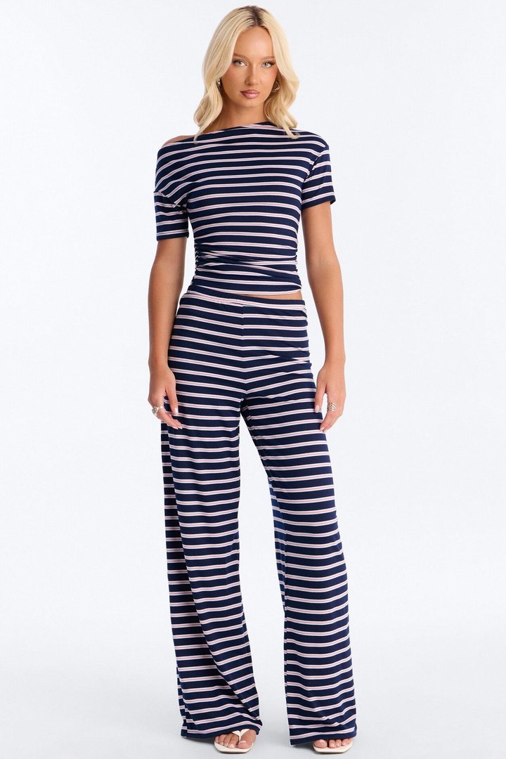 By The Marina Striped Pant Set - Navy/combo