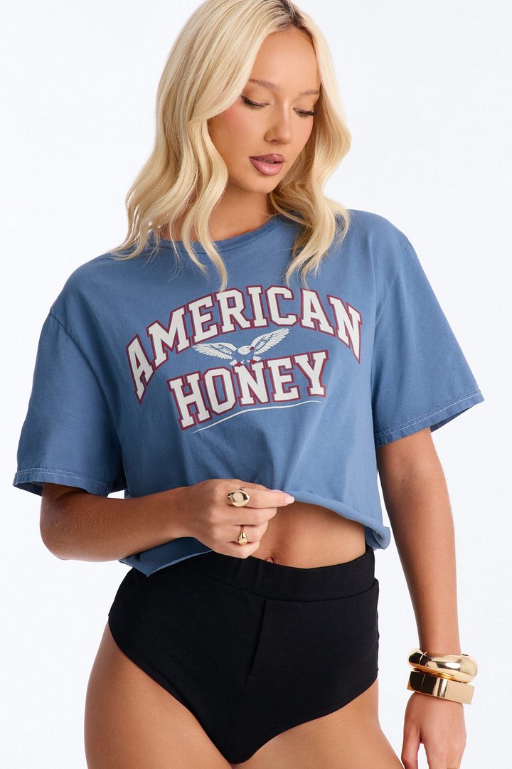 American Honey Cropped Baby T-Shirt - Navy