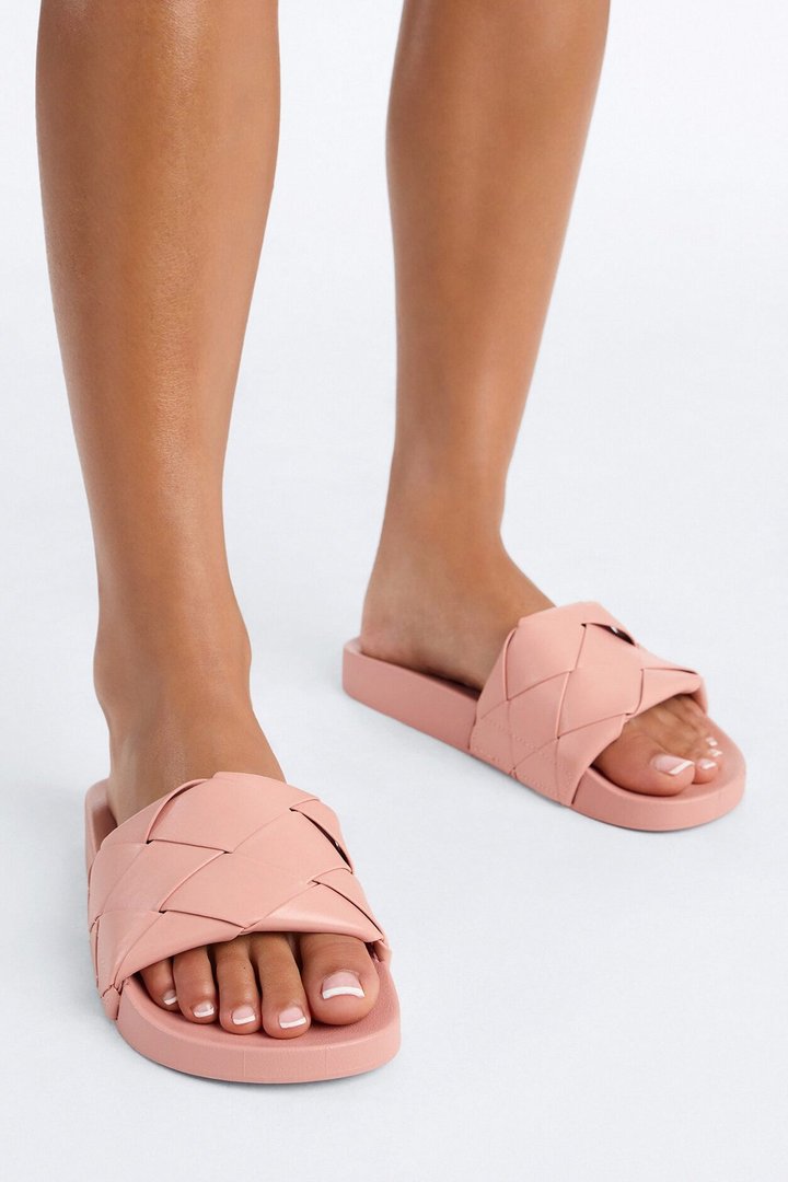 Caera Woven Strap Slides - Blush