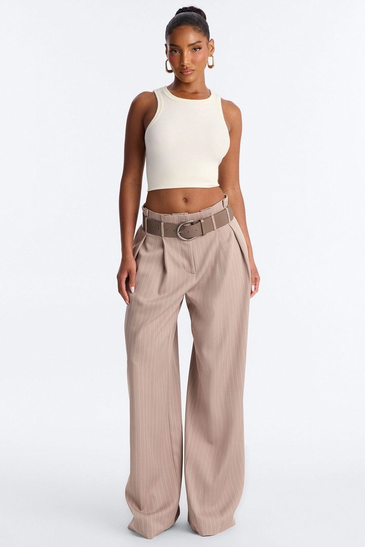 Tall Sealed and Delivered Belted Wide Leg Trouser - Caffe