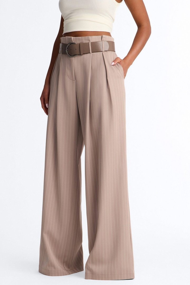 Tall Sealed and Delivered Belted Wide Leg Trouser - Caffe
