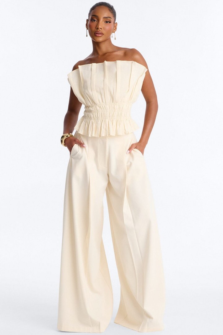 Easy Elegance Ruched Strapless Top - Cream