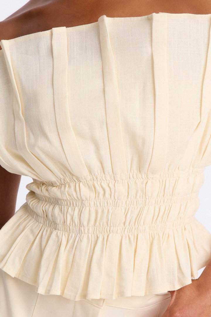 Easy Elegance Ruched Strapless Top - Cream