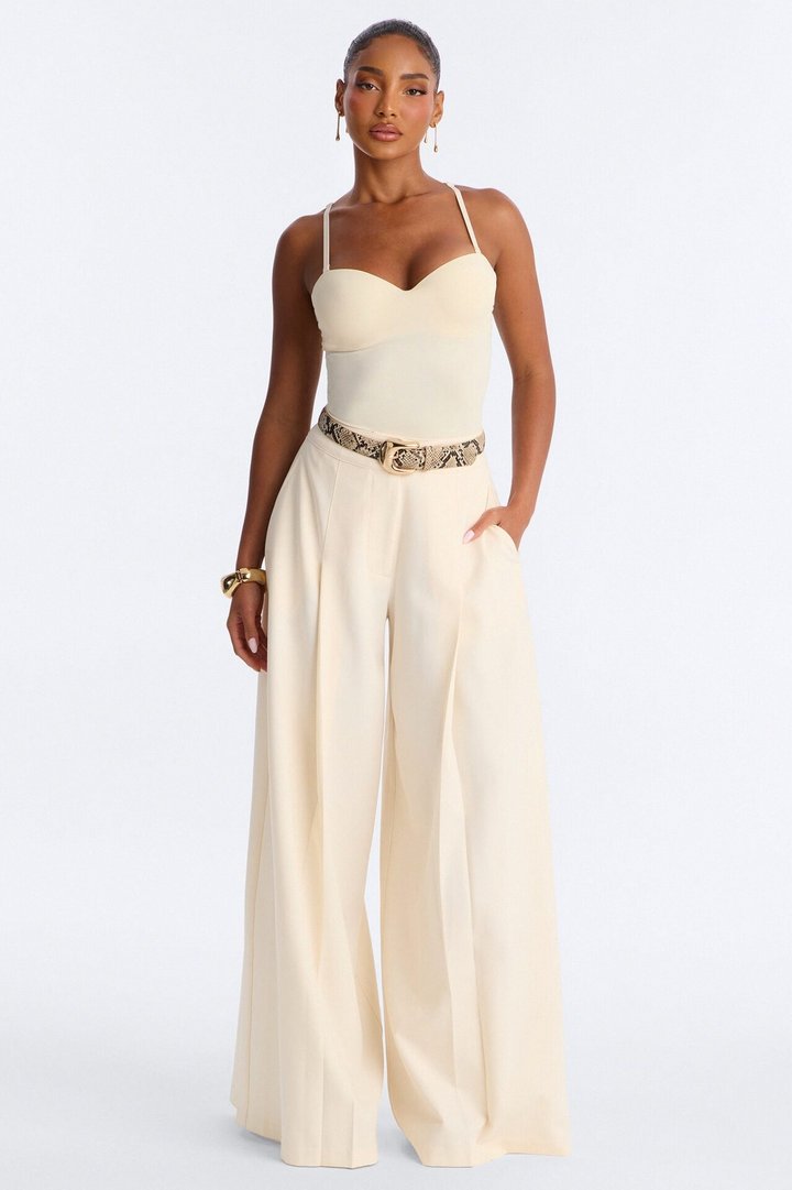 Darlene Crepe Super Wide Leg Pant 33″ - Ivory