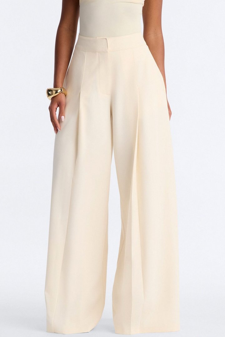 Darlene Crepe Super Wide Leg Pant 33″ - Ivory