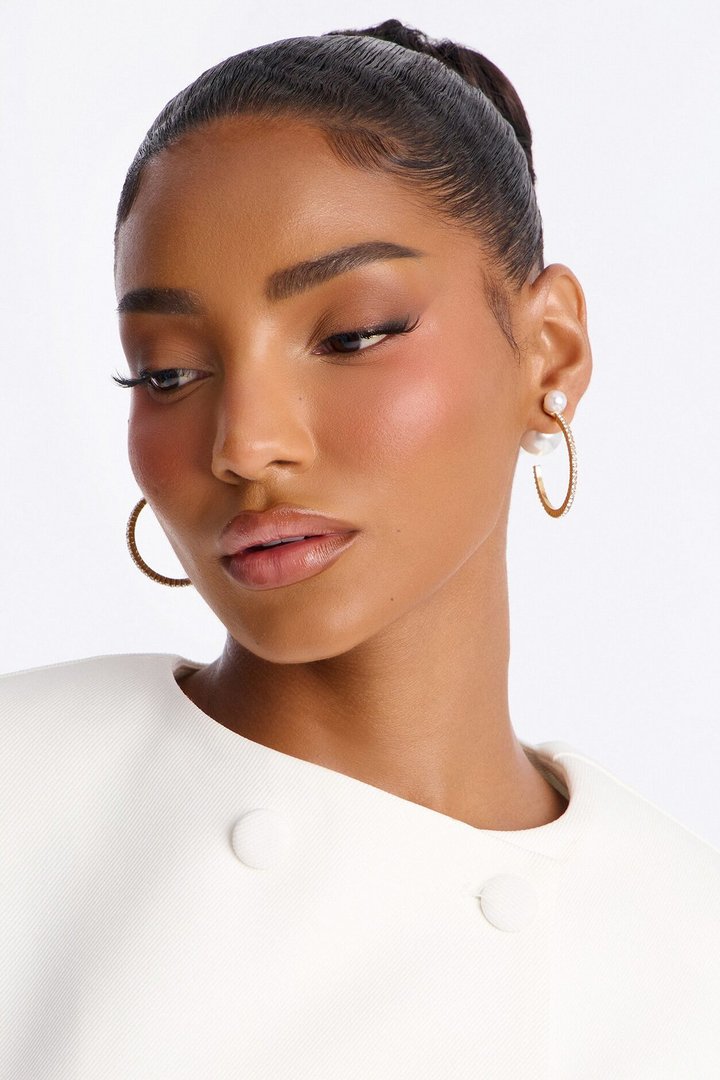 Yvette Rhinestone Hoop Earrings - Gold