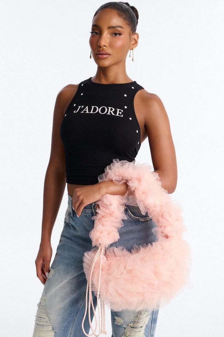 On Cloud Nine Ruffle Shoulder Handbag - Blush
