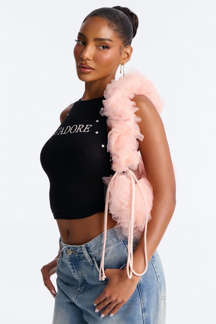 On Cloud Nine Ruffle Shoulder Handbag - Blush
