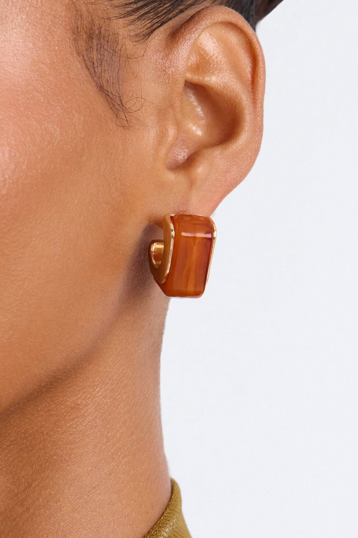 Hot Tropics Hoop Earrings - Gold/Orange