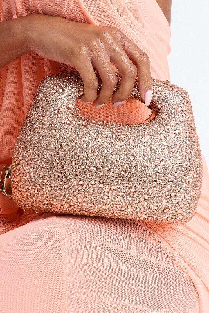 Fireworks Rhinestone Clutch - Champagne