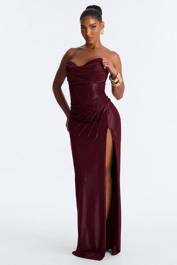 Perfect Timing Corset Gown - Burgundy