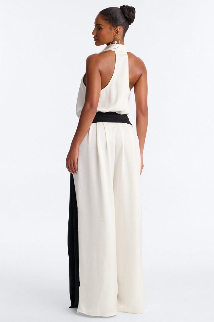 Brea Wide Leg Waist Scarf Jumpsuit - Ivory