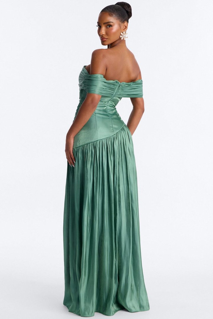 Brina Pleated Organza Gown - Sage