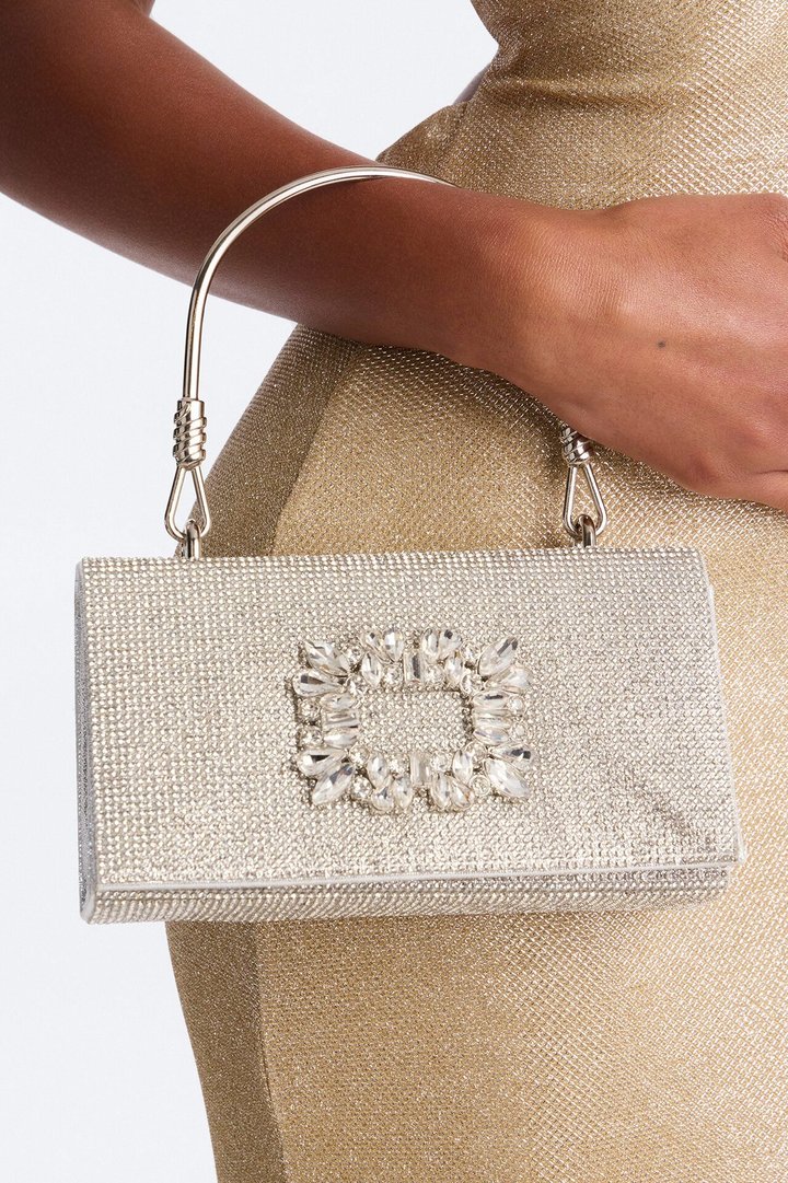 That Very Special One Rhinestone Satchel Handbag - Silver