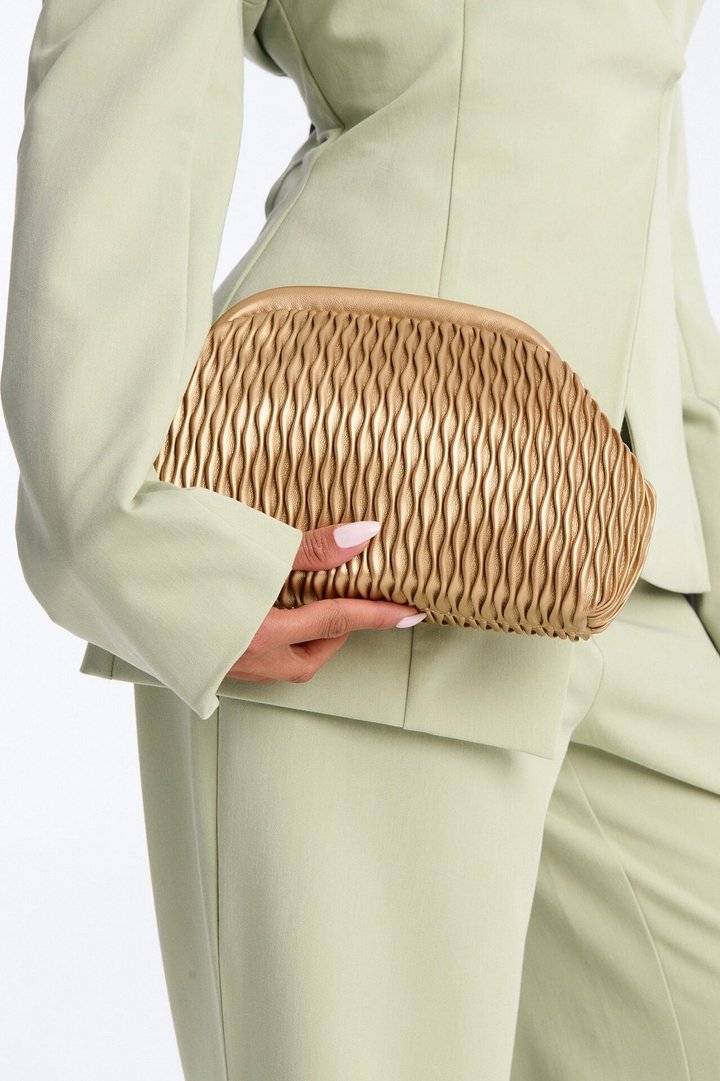 Waves Of The Ocean Faux Leather Clutch - Gold