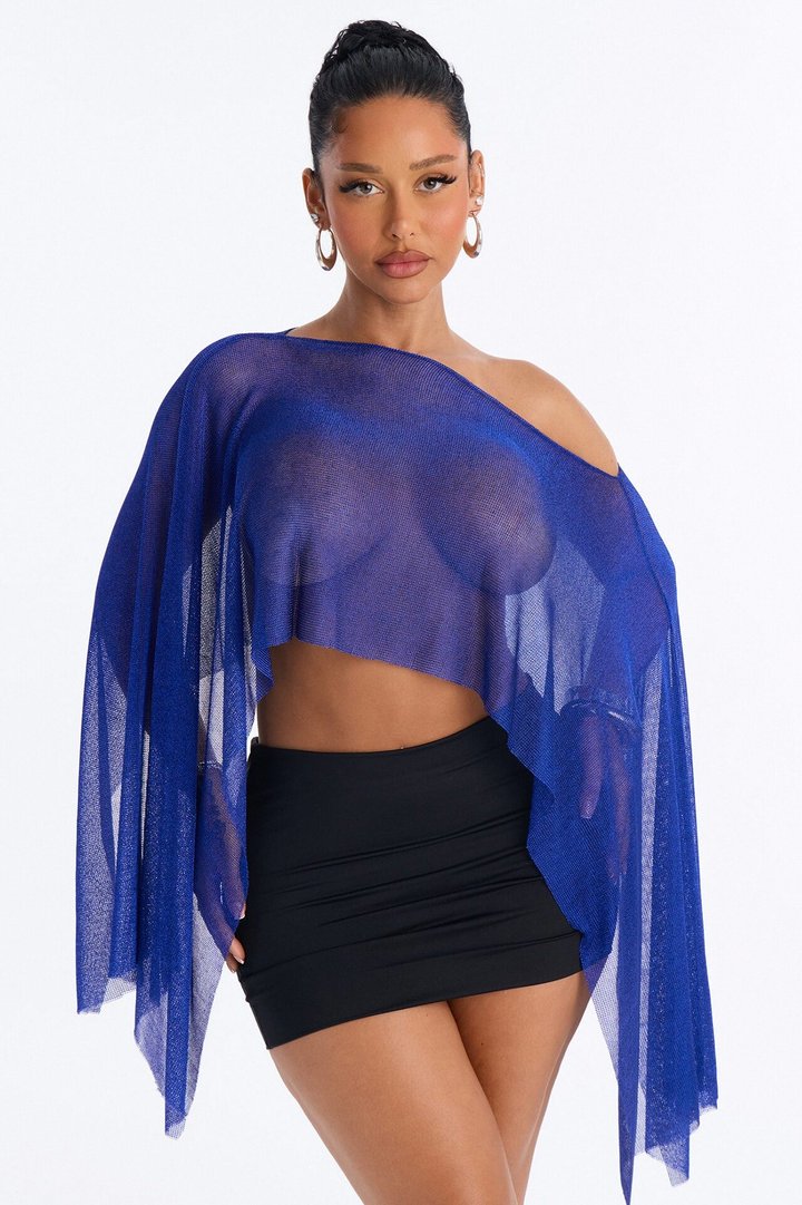 Simmering Sea Off Shoulder Top - Blue