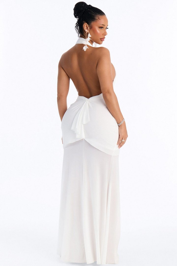 Gone Coastal Mesh Maxi Dress - White
