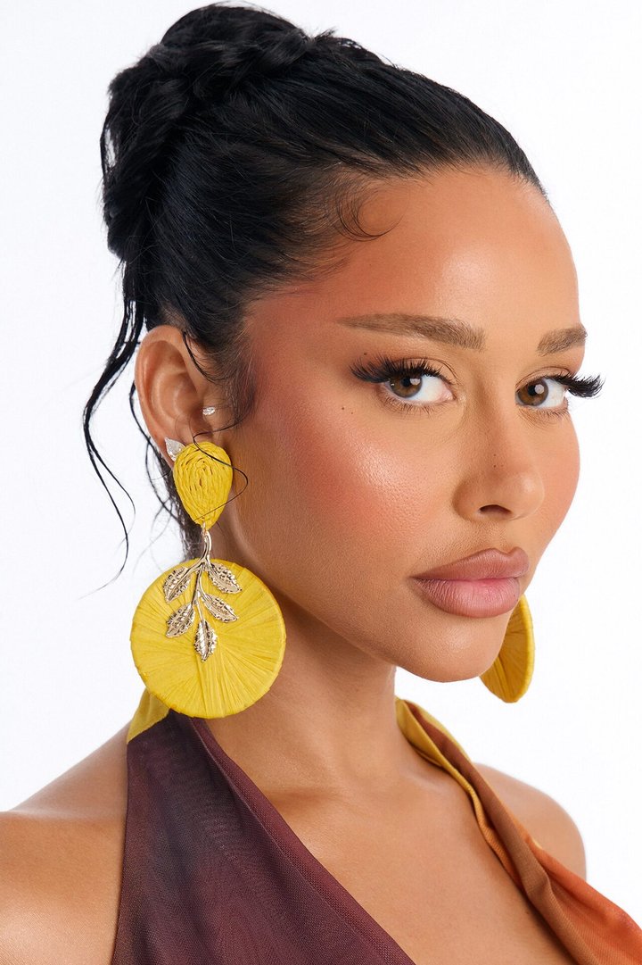 Sunny Bloom Floral Earrings - Yellow