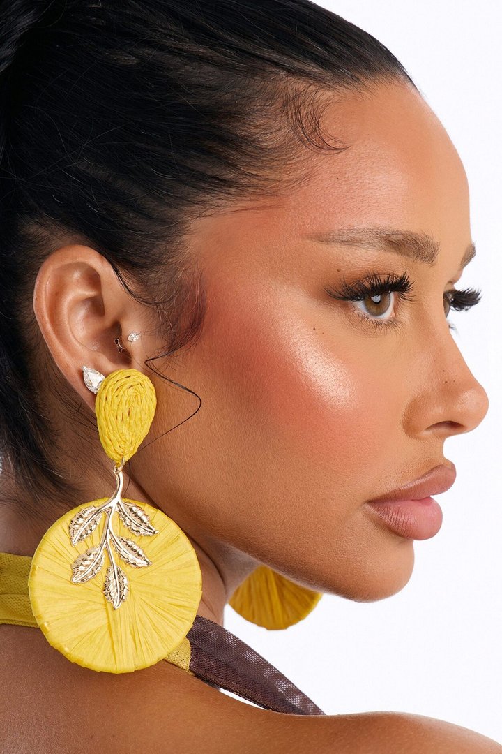 Sunny Bloom Floral Earrings - Yellow