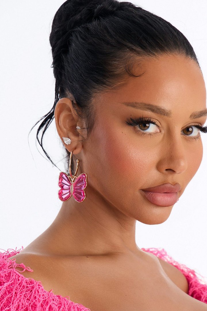 Bright Wings Butterfly Earrings - Pink