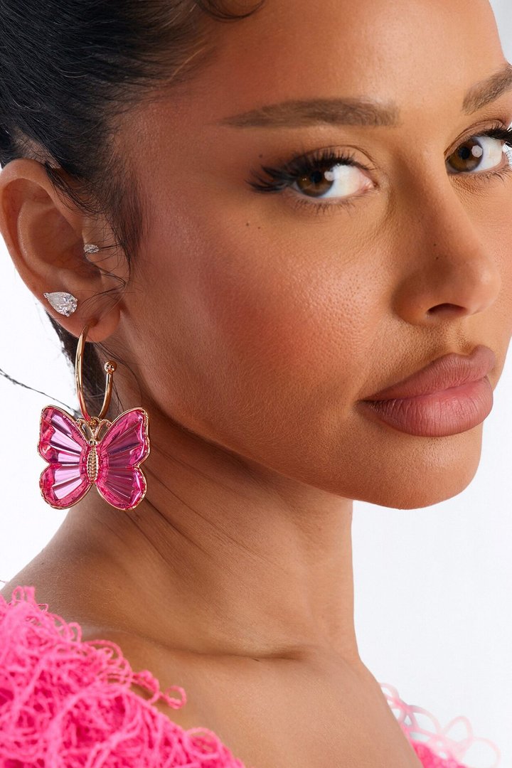 Bright Wings Butterfly Earrings - Pink