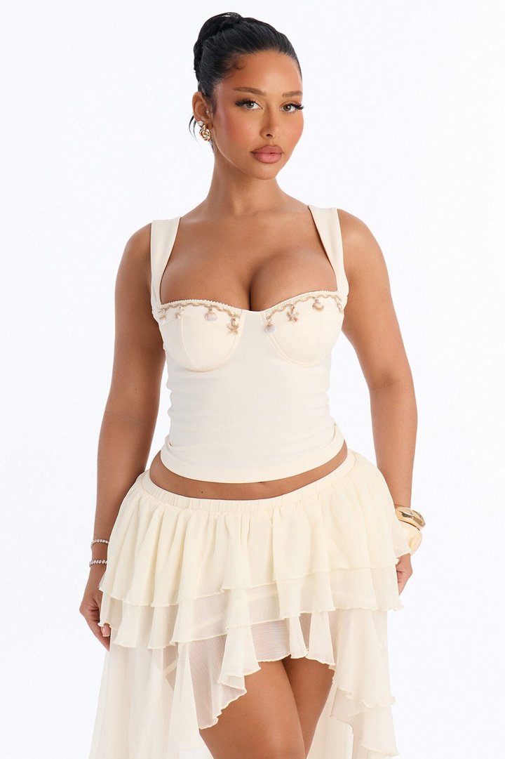 Summer Dreams Sea Shell Padded Top - Cream
