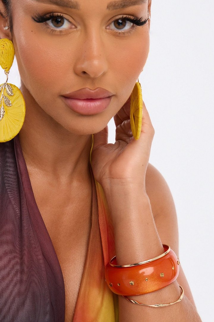 Cabo Sunsets 3 Piece Bracelet Set - Gold/Orange