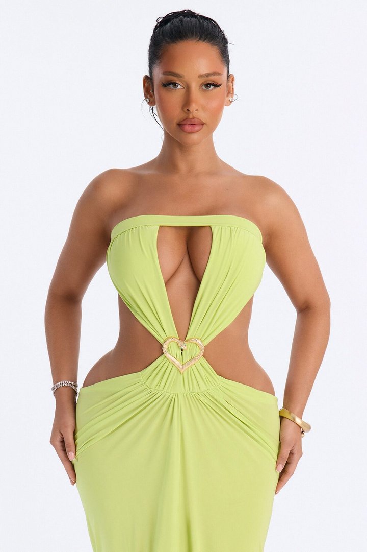 Vacay Fling Cut Out Maxi Dress - Lime