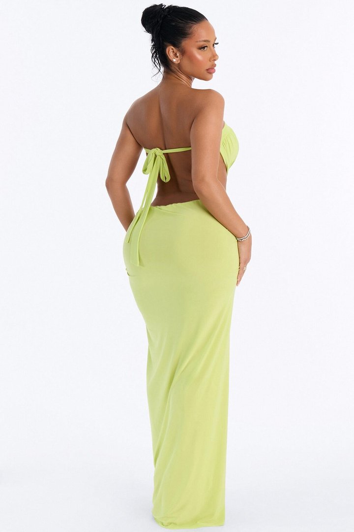 Vacay Fling Cut Out Maxi Dress - Lime