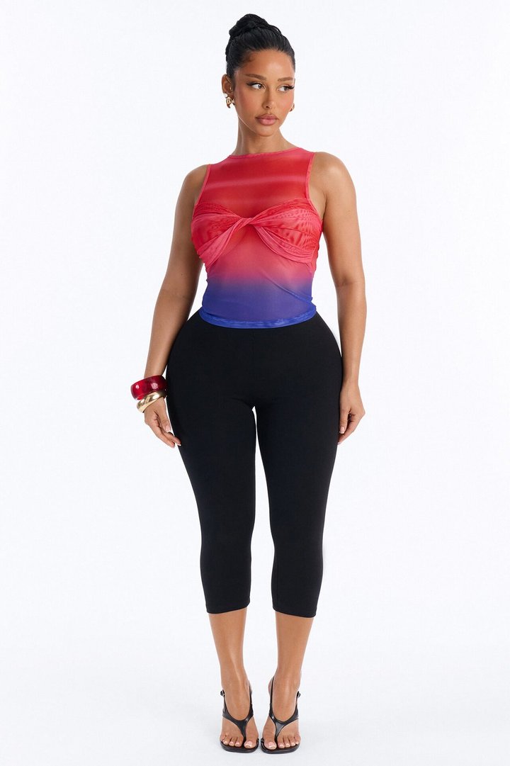 Cali Sunsets Ombre Mesh Sleeveless Top - Pink/combo