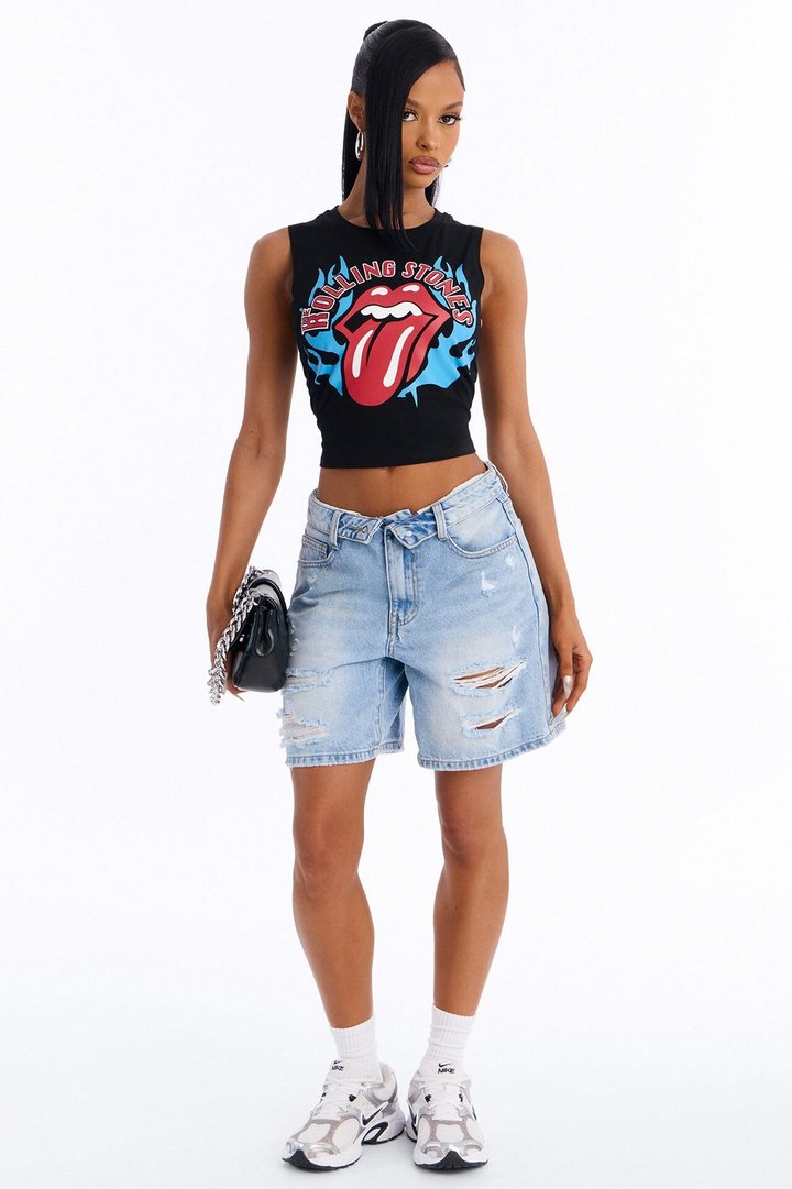 Rolling Stones Flames Muscle Tank Top - Black