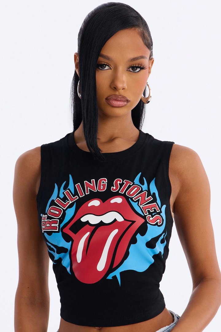 Rolling Stones Flames Muscle Tank Top - Black