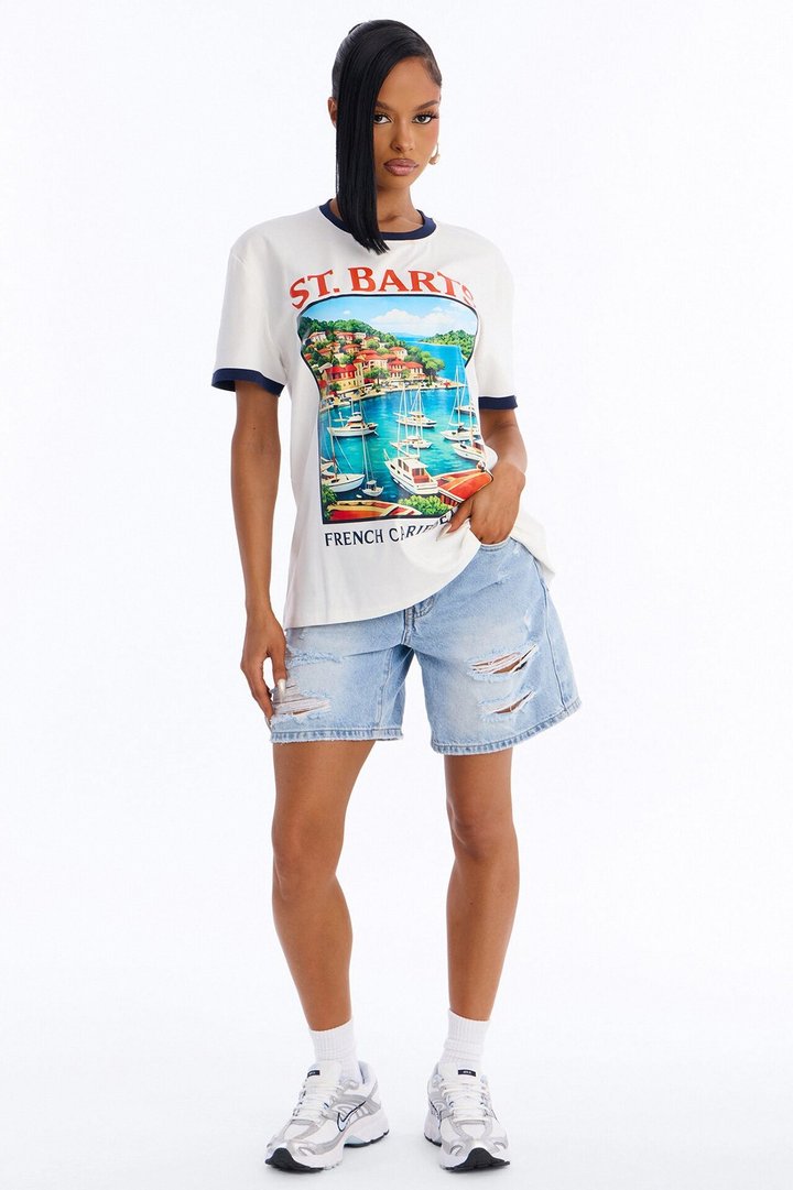 St. Barts Oversized Ringer Tee - Off White