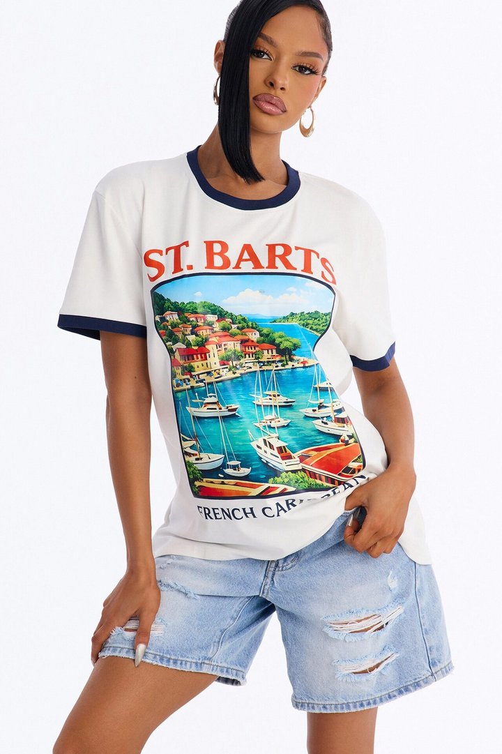St. Barts Oversized Ringer Tee - Off White