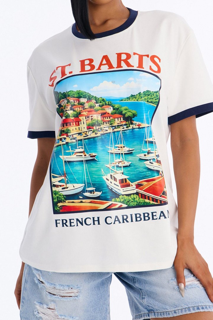 St. Barts Oversized Ringer Tee - Off White
