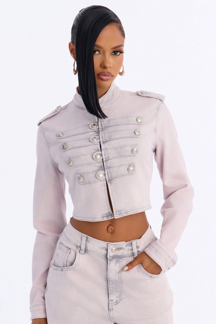 Pink Parade Cropped Denim Jacket - Pink
