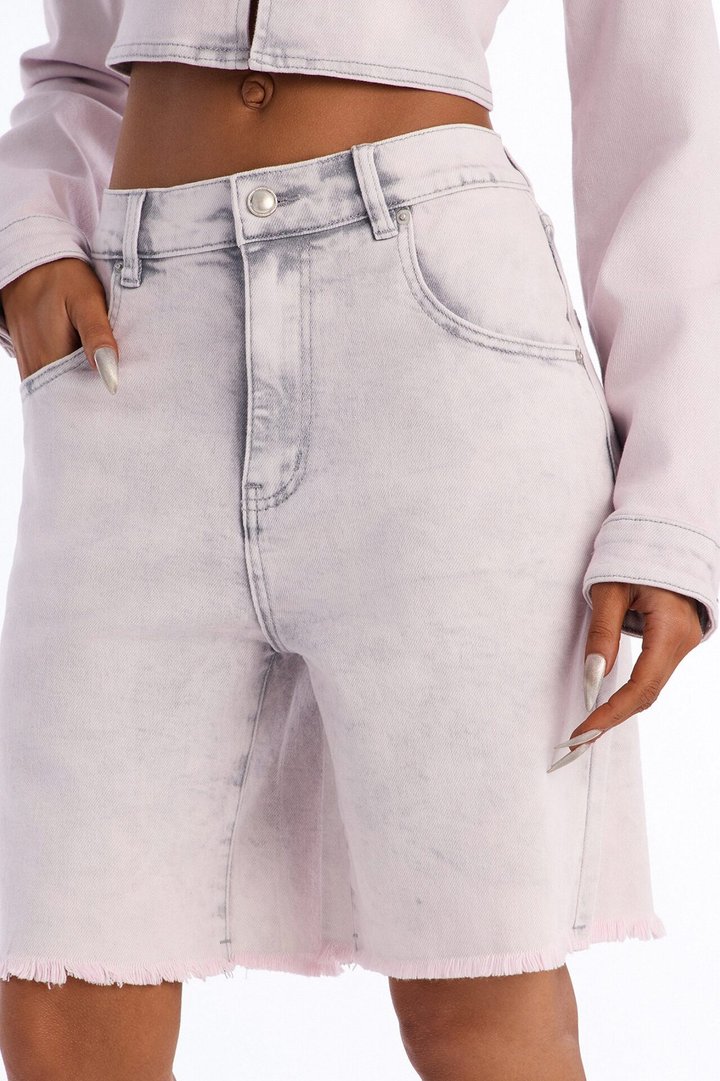Pink Parade Denim Bermuda Shorts - Pink