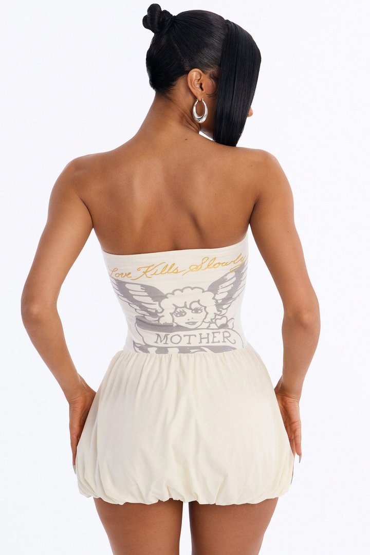 Ed Hardy Mother Mary Bubble Mini Dress - Ivory