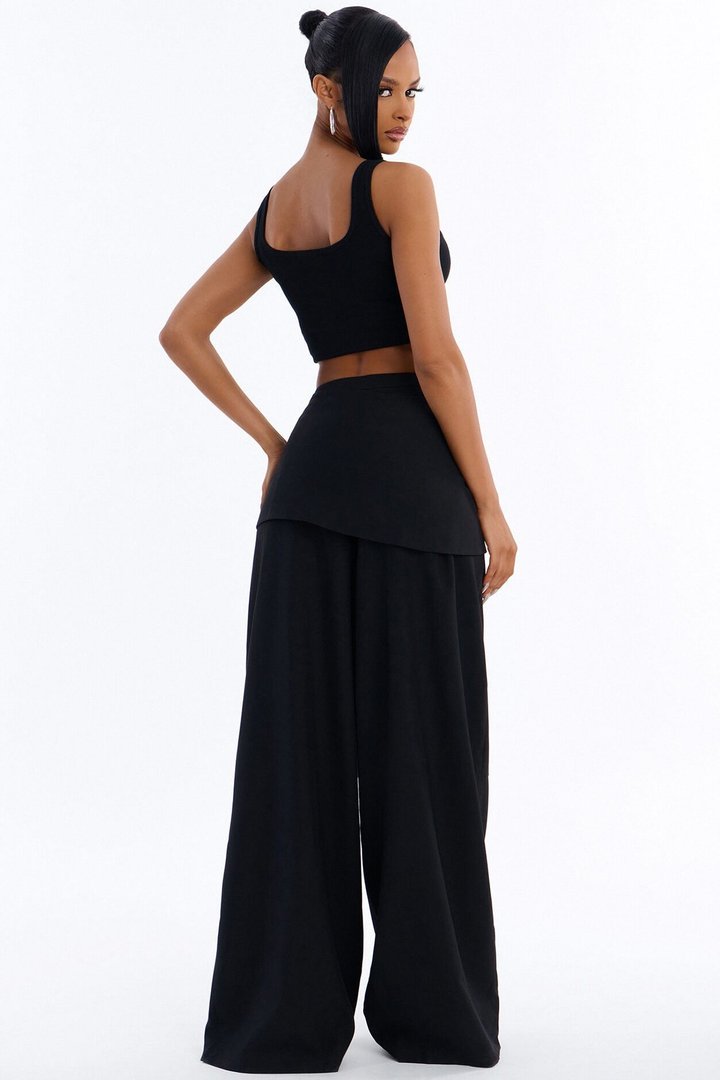 Carter High Rise Removable Corset Wide Leg Trouser - Black