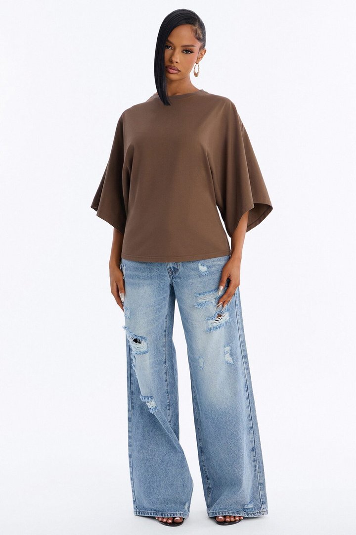 Kendall Oversized Short Sleeve T-Shirt - Chocolate