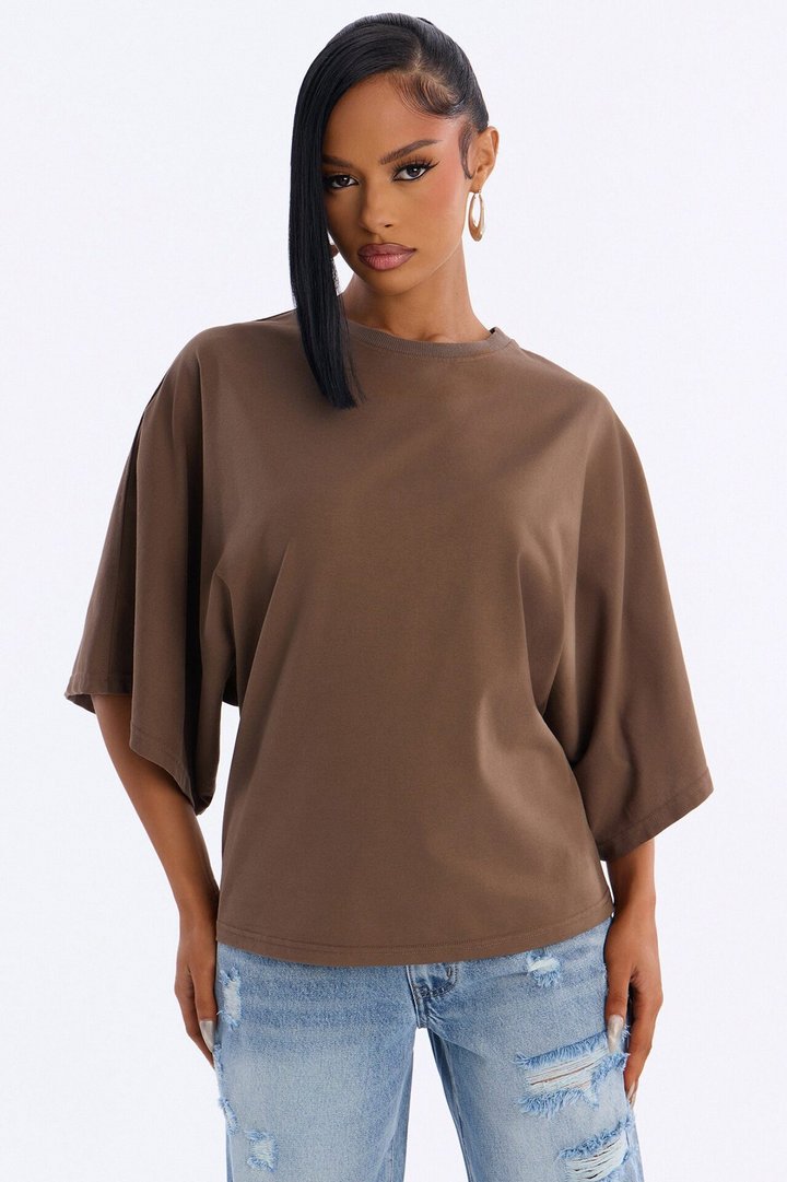 Kendall Oversized Short Sleeve T-Shirt - Chocolate