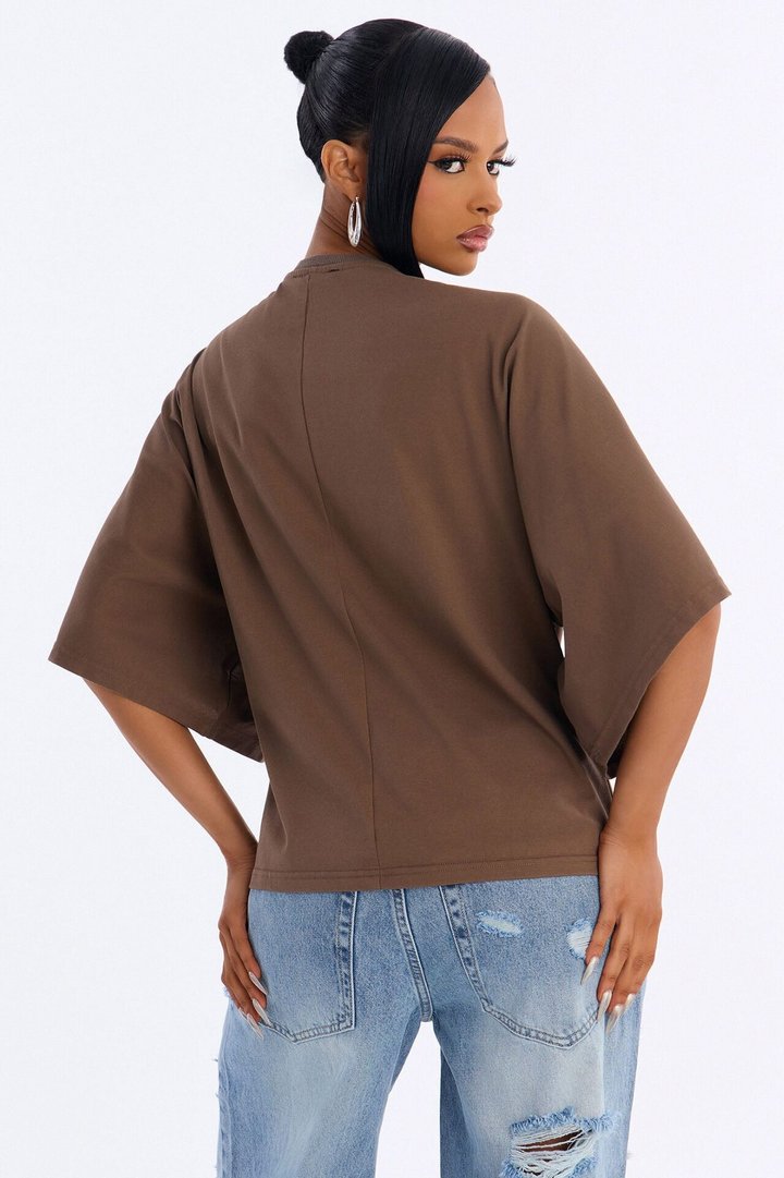 Kendall Oversized Short Sleeve T-Shirt - Chocolate