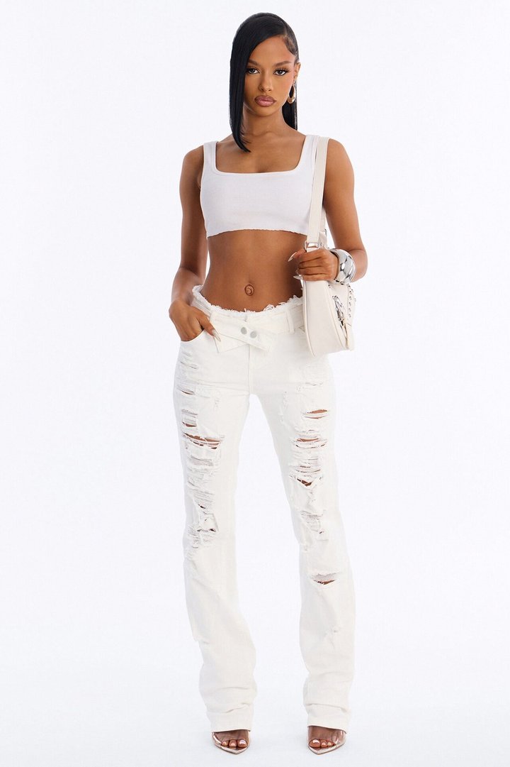 Major Rebellion Low Rise Jeans - White